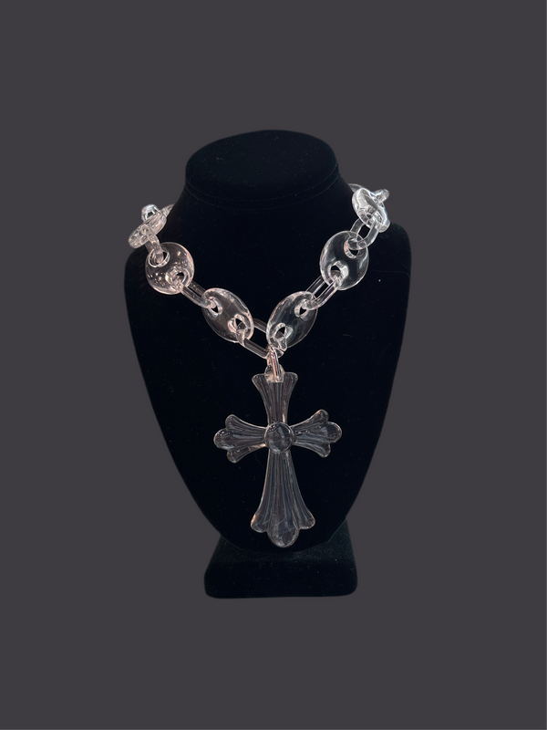 Cross Pendant Acrylic Clear Chain