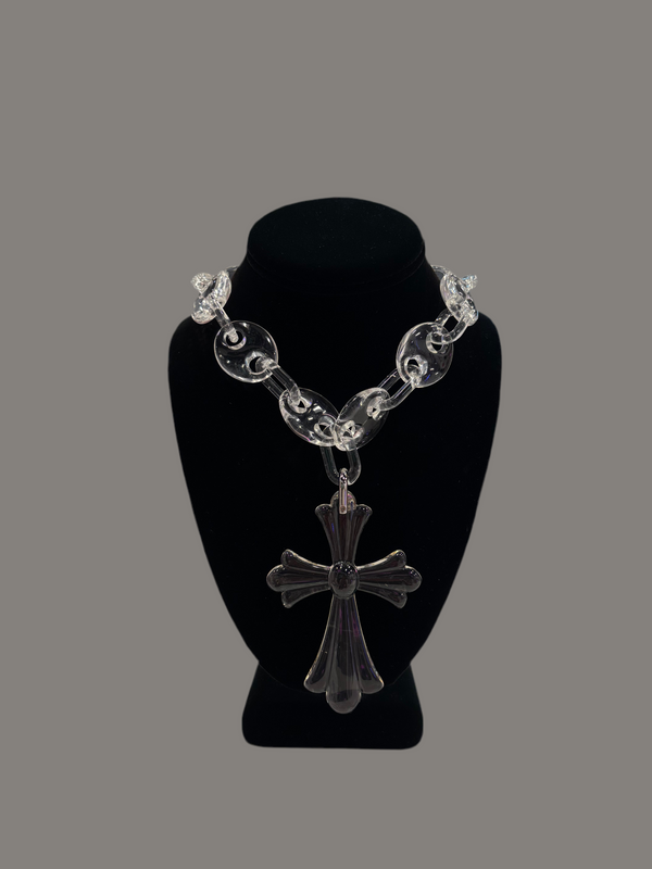 Clear Acrylic Cross Pendant Chain