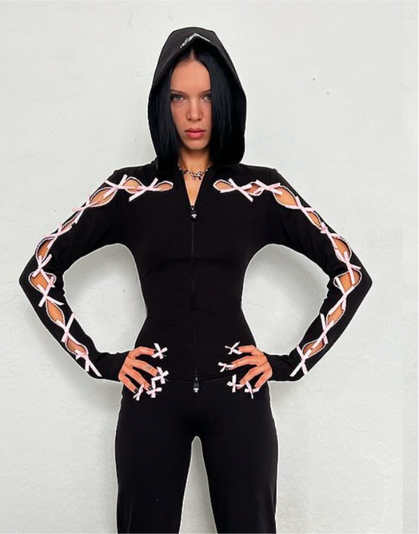Named Collective Princ3ss Ribbon Sculpt Stretch Zip Hoodie