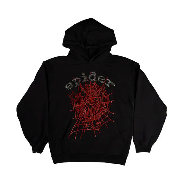 Spider Black Rhinestone Hoodie